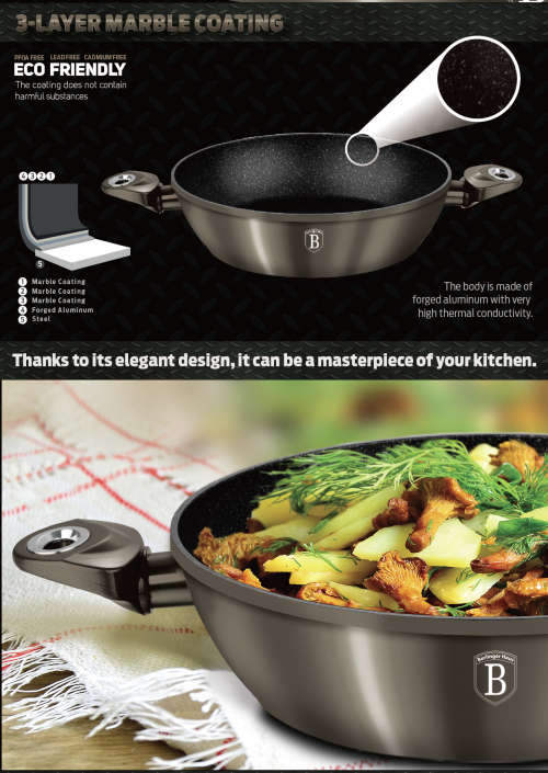 Berlinger Haus 3-Piece Marble Coating Metallic Line Cookware Set ( Carbon )
