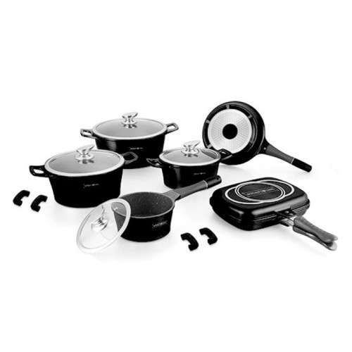 Royalty Line 15-Piece Marble Coating Cookware Set -  ONLY BLACK