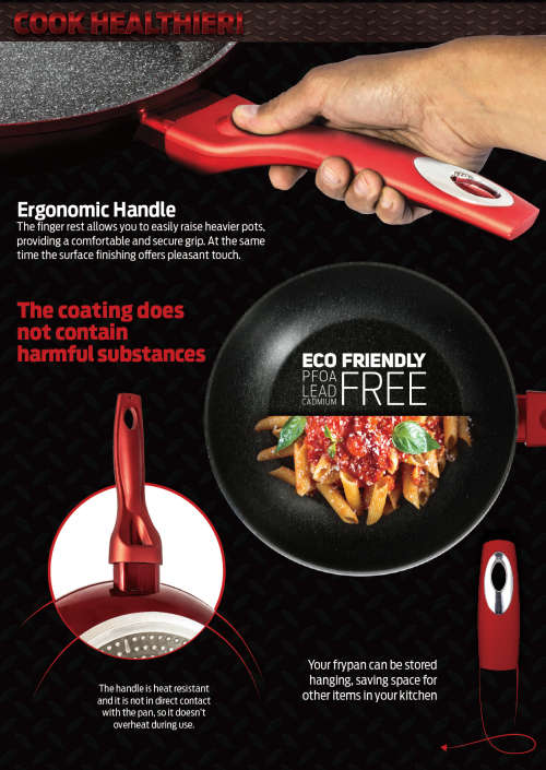 Berlinger Haus 3-Piece Metallic Touch Line Marble Coated Turbo Induction Frypan Set - Burgundy