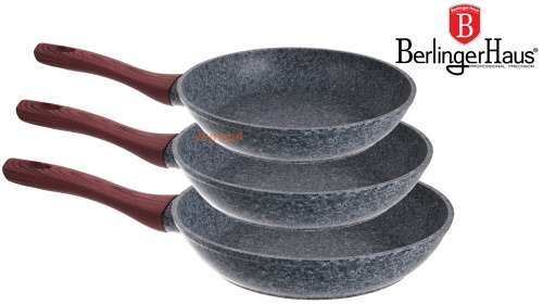 Berlinger Huas 3 pcs Marbele Coating frypan set, Forest Line