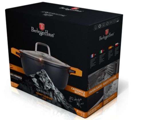 Berlingerhaus BH-1099 Casserole with lid 36 cm, 13 LITER  Granite Diamond Line