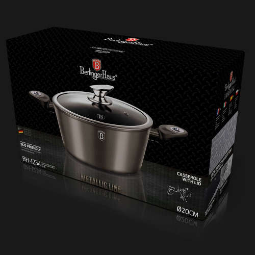 BH-1234 Casserole with lid 20 cm, Carbon Metallic Line