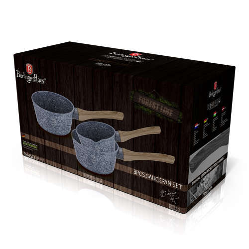 Berlinger Haus 3-Piece Marble Coating Forest Line Sauce Pan Set ¿ Light Wood ¿ BH-1573