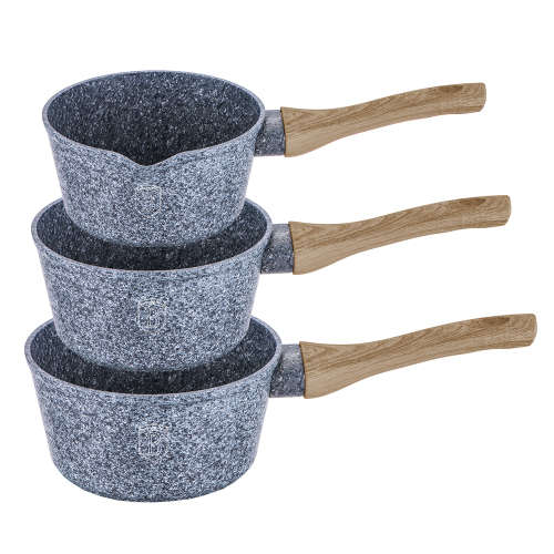 Berlinger Haus 3-Piece Marble Coating Forest Line Sauce Pan Set ¿ Light Wood ¿ BH-1573
