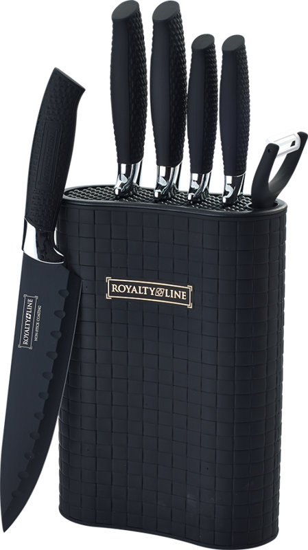 Royalty Line 6-Piece Non-Stick Coating Knife with Stand - BLACK