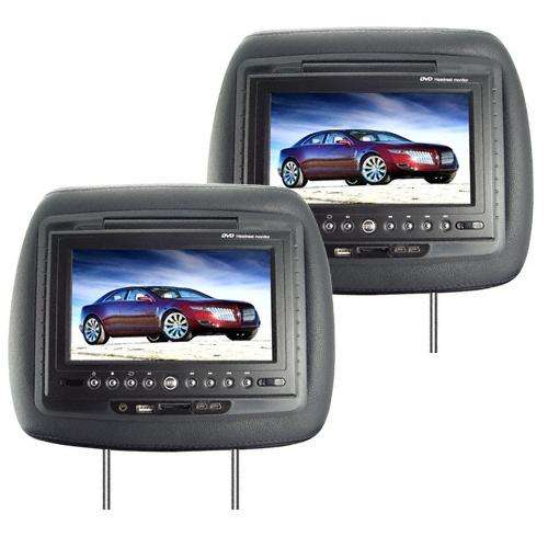 Car DVD Headrest x 2 - Black and Beige Available - 7" LCD Monitor, USB, Game, Video, MP4, DVD