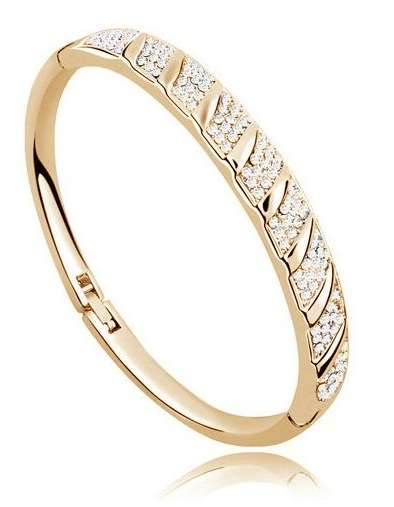 Swarovski Crystal Bangle, Love, Pink Gold+Tanzanite