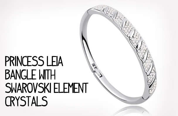 Swarovski Crystal love Bangle,silver + Tanzanite