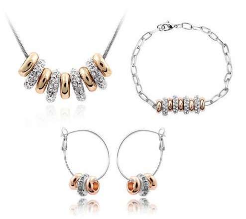 Gorgeous Swarovski Elements Encrusted Jewellery - Necklace, Bracelet and Earrings