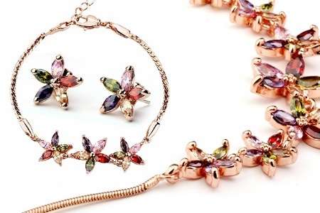 AAA Zircon Colourful Flower Jewellery Set