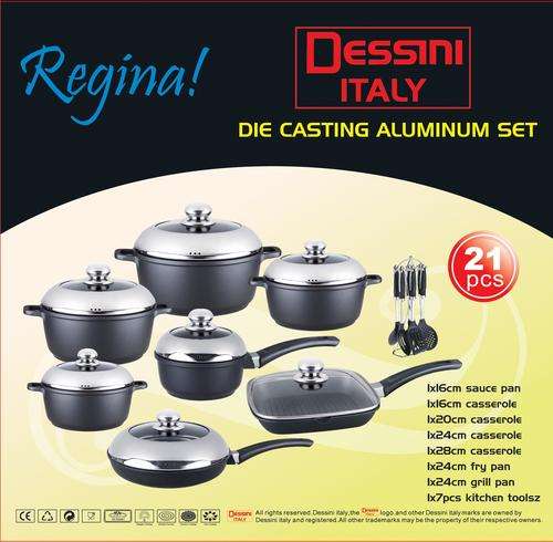 ** R4220 **"Dessini "21 Piece Die Cast Aluminum Cookware Pot Set - NON STICK -