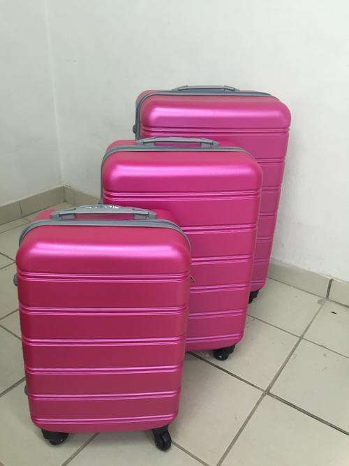 Set of 3 Suitcases Trolley Bag, ABS  Trolley Luggage with Universal Wheels Only Pink and Purlple