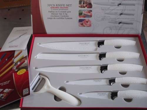 FREE SHIPPING Royalty Line 5 Piece Stainless Steel Non-Stick Coating Knife Set + Bonus Peeler