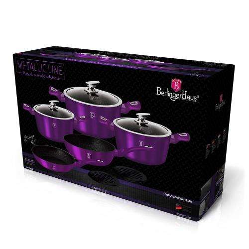 BERLINGER HAUS 10-PIECE MARBLE COATING COOKWARE SET ROYAL PURPLE