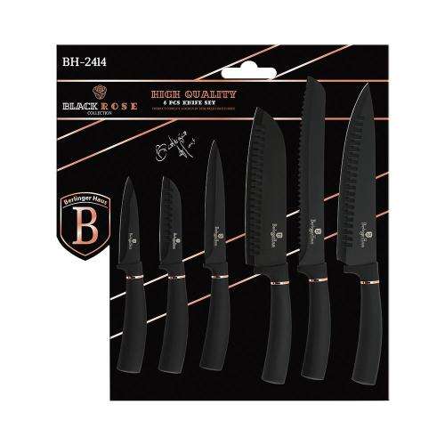 BERLINGER HAUS 6-PIECE MARBLE COATING KNIFE SET - BLACK ROSE