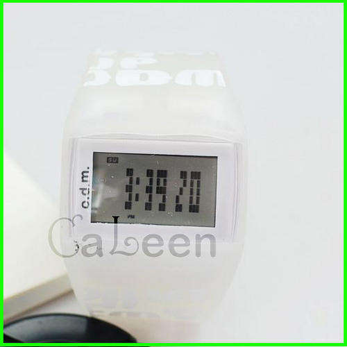 Jelly Silicone  Digital Sports Unisex Watch WHITE