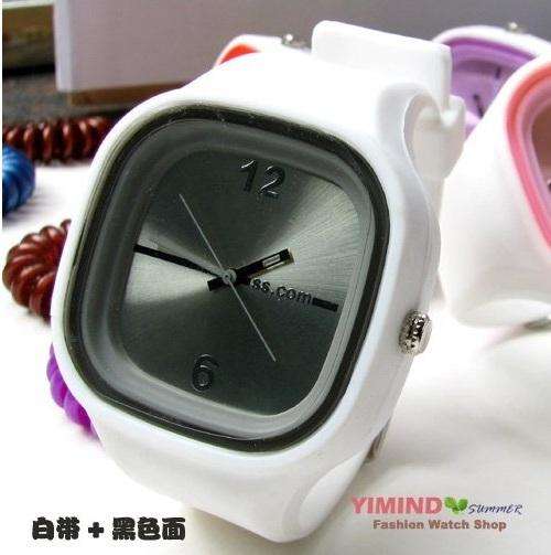 silicone sport  Wrist quartz Watch Fashion Unisex WHITE/BLACK