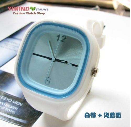 silicone sport  Wrist quartz Watch Fashion Unisex WHITE/BLUE