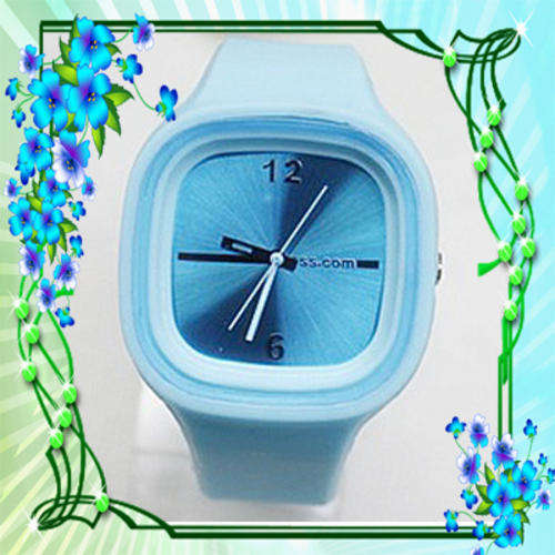 silicone sport  Wrist quartz Watch Fashion Unisex light BLUE