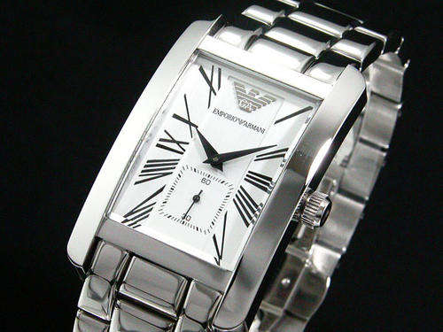 EMPORIO ARMANI WHITE TONE DIAL, STAINLESS STEEL GENTS WATCH (AR0145).