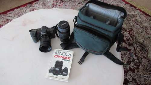 Vintage Minolta Film Camera with zoom lense and bag