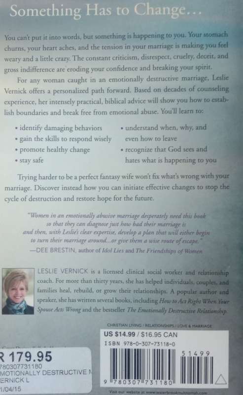 Leslie Vernick- The emotionally destructive marriage