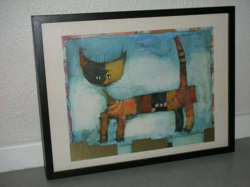 Signed Rosina Wachtmeister Abstract Cat Print Gold Foil