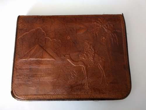 Vintage Woven Straw Handbag PLUS FREE 1930's EGYPTIAN TOOLED LEATHER CLUTCH