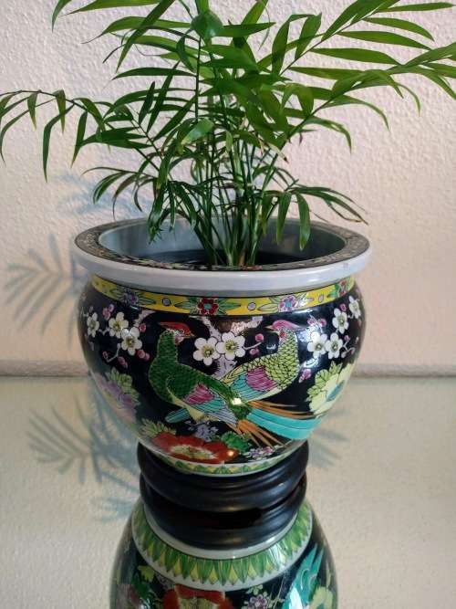 Pre-War Art Deco Period Japanese Nippon Tokusei Famille Noire Fish Bowl/Jardiniere