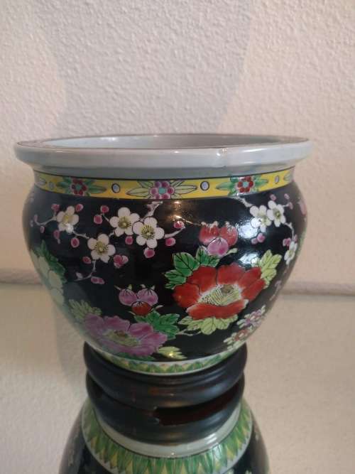 Pre-War Art Deco Period Japanese Nippon Tokusei Famille Noire Fish Bowl/Jardiniere