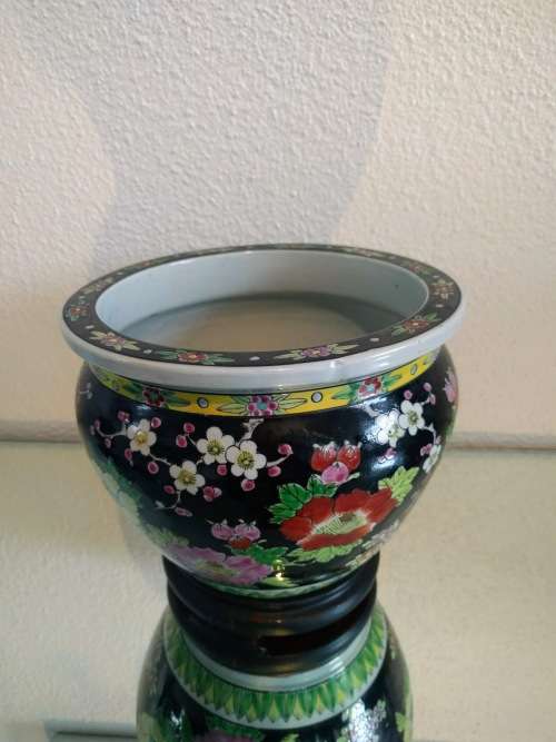 Pre-War Art Deco Period Japanese Nippon Tokusei Famille Noire Fish Bowl/Jardiniere