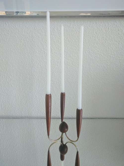 Danish Teak & Brass Candelabra