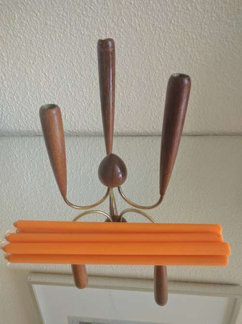 Danish Teak & Brass Candelabra