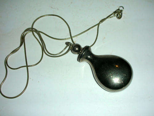 1970's Chrome Plated Perfume Flask Necklace