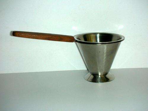 Modernist Danish Stainless Steel and Teak Tea Strainer