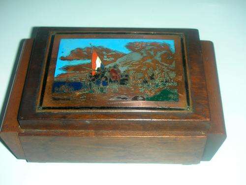 CRAZY R1.00 START Art Deco Wooden Van Riebeeck Festival Box - Enamel Detail
