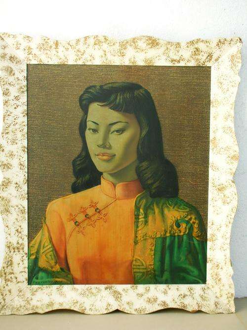 Large Vintage Tretchikoff 'Miss Wong' Print  63 x 72 cms