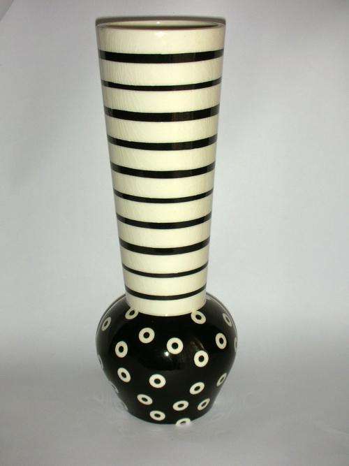 Large Retro Pop Art/Memphis Style Vase by SA Ceramicist Adela Friedmann 35 cms