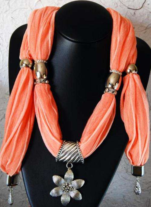 Summer sale!! Stunning! Orange Pendant Scarve
