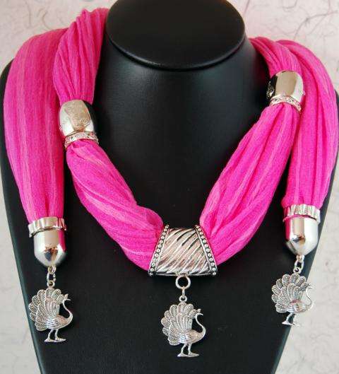 Summer sale!! Bright Pink Designed Jewelled Scarve