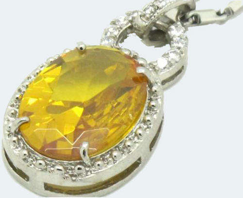 Fashion Jewelry: Made By Swarovski Elements : Yellow Stone Necklace, Silver Plated