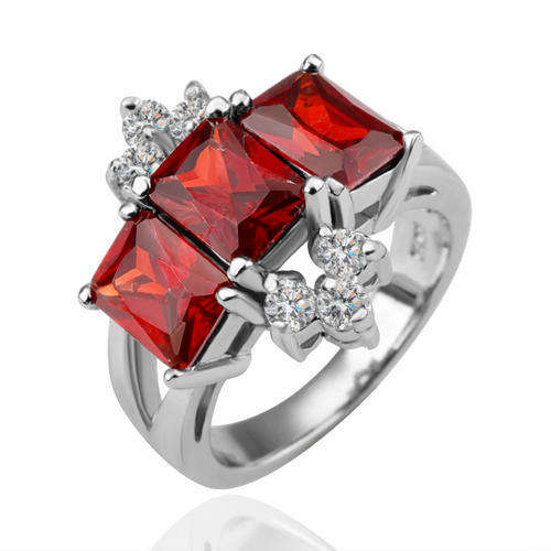 Fashion Jewelry Beautiful Gold plated Ring with Red CZ  - Size: 8