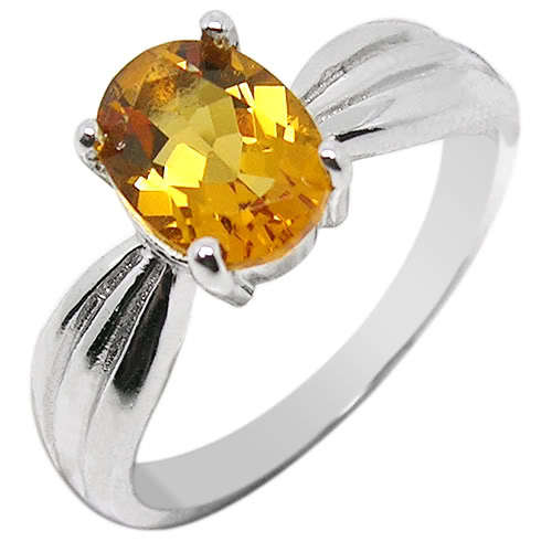 Fashion Jewelry 10 CT Natural Yellow Crystal Ring Size: 7