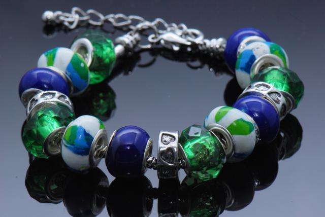 Beautiful Blue and Green Pandora Style Bracelet