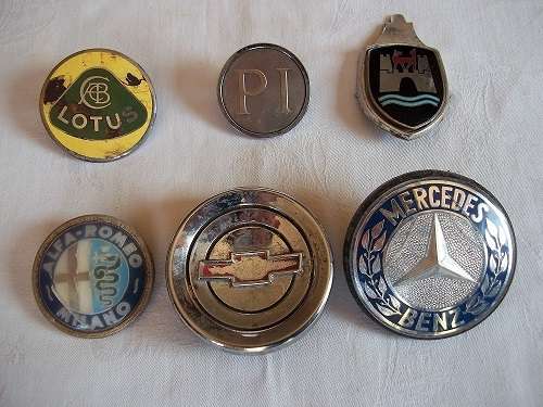 6 Classic vintage car hood badges for 1 bid