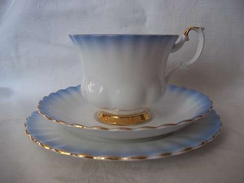 Vintage light blue Royal Albert "Rainbow" trio - c1955