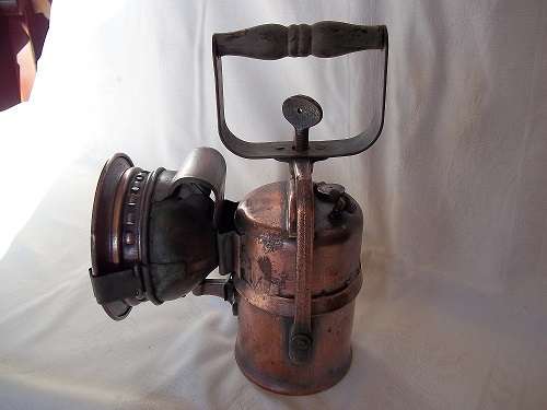 Vintage copper miners/ railway carbide lamp - great condition