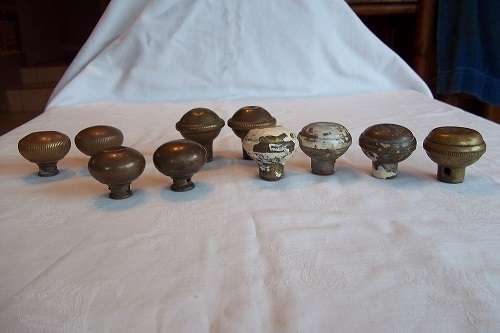 Lot of 5 pairs (10) of antique brass door knobs