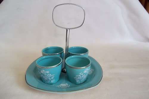 Lovely retro Midwinter Stylecraft egg cup set with holder with 4 cups
