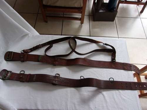 2 Vintage leather military army belts - both for 1 bid